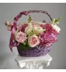 Цветы в корзине «Пурпурный флёр»